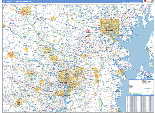Baltimore-Washington Metro Area Wall Map
